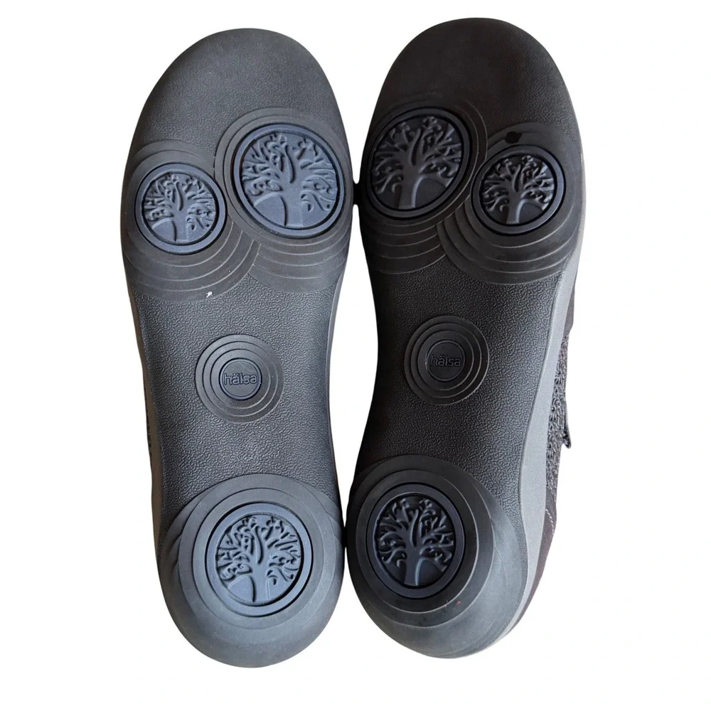 Halsa Aloe Embossed Mary Jane Comfort Shoes Womens 11W Black Leather Soft Casual